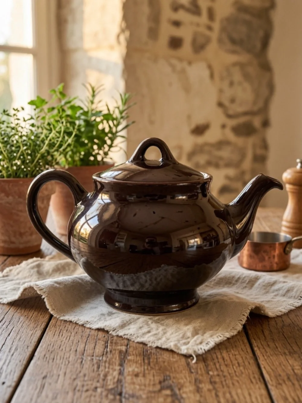 Vintage Royal Dripless Teapot Royal Canadian Pottery Hamilton Canada Dark Brown